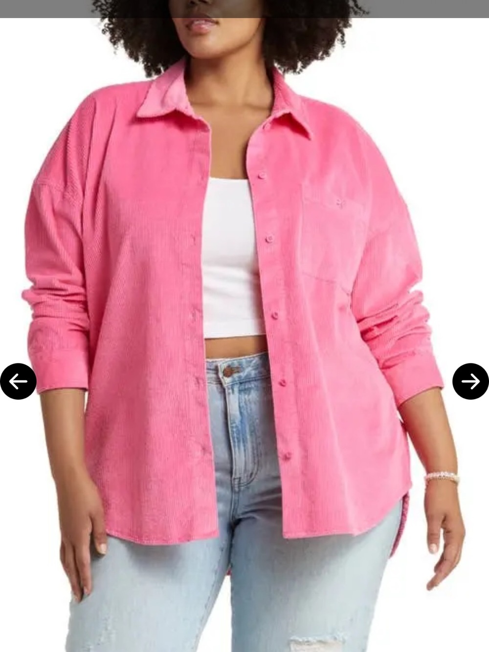 BP Women's Pink Corduroy Button-Up Shirt